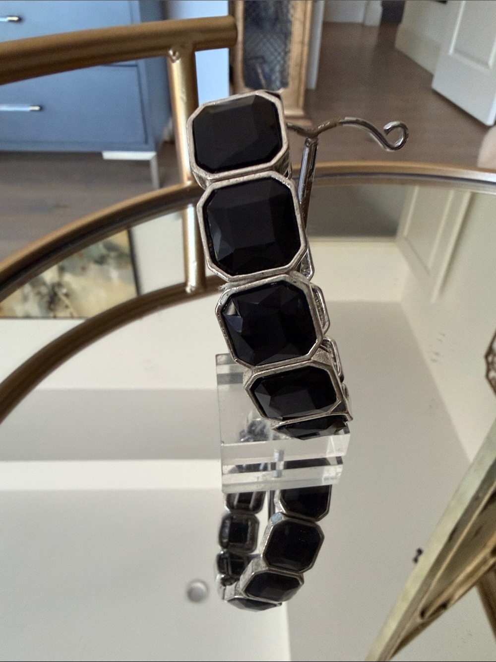 Black Stone Stretch Bracelet - Women Jewelry